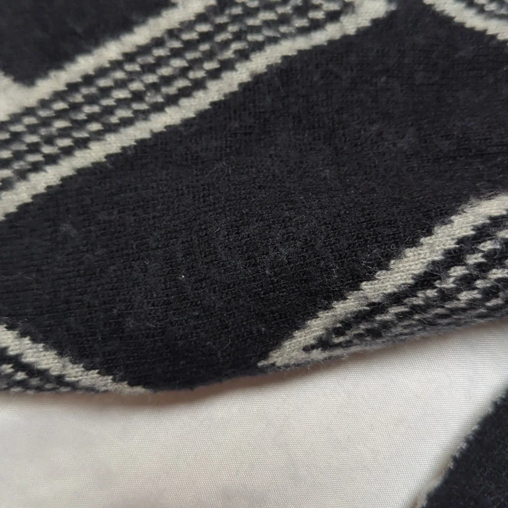 In Style Asymmetrical Open Front Black & Grey Waterfall Cardigan Angora Blend